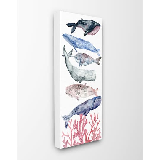 Stupell Industries Whale Wildlife Ocean Coral Watercolor Illustrations Canvas Wall Art